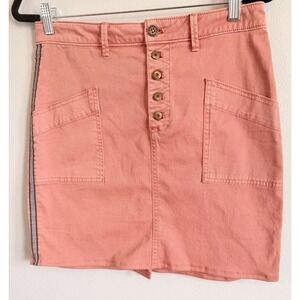Y2K‎ Pilcro & The Letterpress Sz 8 Coral Utility Mini Skirt Button Fly Festival